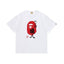 BAPE Style Japanese Kanji & Red Sun Ape Head Short-Sleeve Tee - White