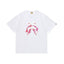 BAPE Style Camo Shark Full-Zip Motif Short-Sleeve Tee - White/Pink