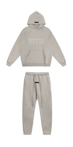 Fear of God Essentials Double Line Hoodie & Sweatpants Set Silver Grey