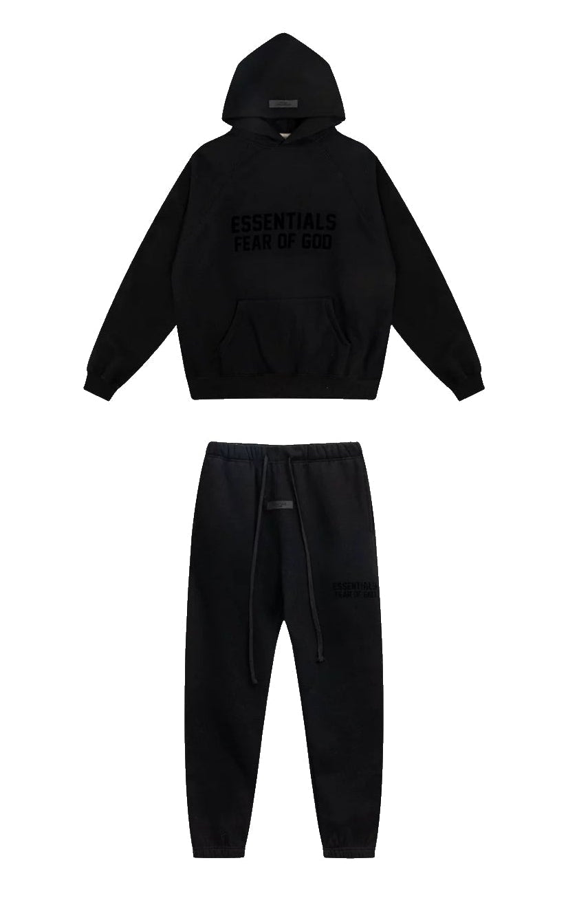 Fear of God Essentials Double Line Hoodie & Sweatpants Set Black