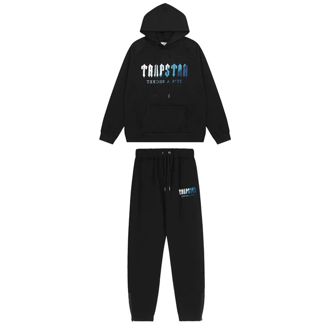 American tide trapstar blue gray tiger head gradient towel embroidered men's and female couple sweater trousers casual set (22) Hover Image