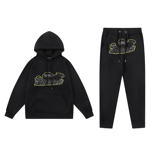 American tide trapstar blue gray tiger head gradient towel embroidered men's and female couple sweater trousers casual set (7) Hover Image