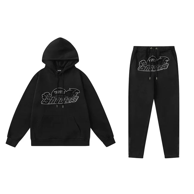 American tide trapstar blue gray tiger head gradient towel embroidered men's and female couple sweater trousers casual set (8) Hover Image