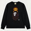BAPE Style Baby Milo on Dark Leopard Camo Ape Head Long-Sleeve Tee - Black/Dark Leopard