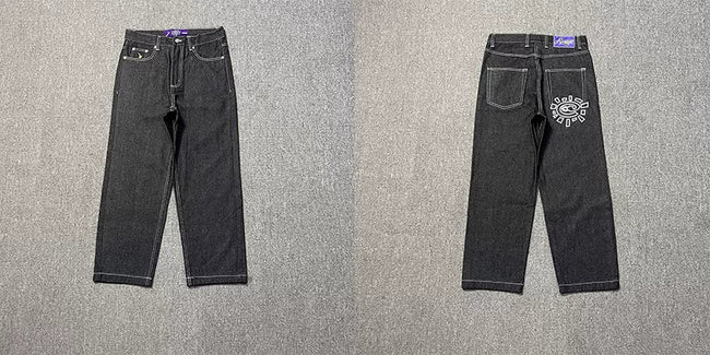 ADWYSD Contrast Stitch Denim Jeans - Washed Black Hover Image